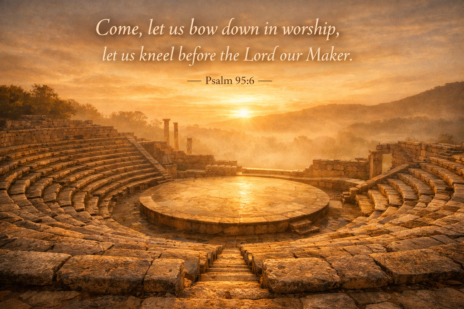 Psalm 95:6 -- Bow Down in Worship Ancient Amphitheater Wallpaper
